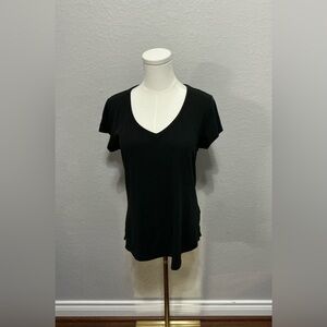 Cynthia Rowley Black Short Sleeve V-Neck Top